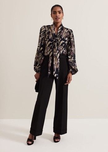 Phase Eight Tessa Floral Filcoupe Shirts Black/Multicolor USA | 7184326-RF